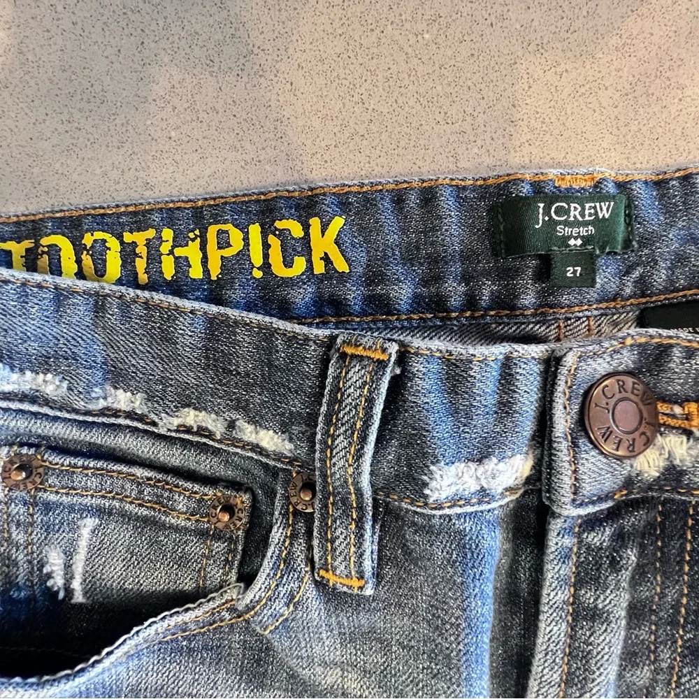 J. Crew Stretch Distressed Toothpick Jeans Sz 27